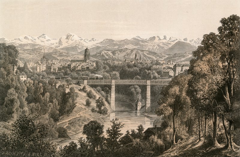 Bern a Bernské Alpy, od Enge od Ernst Ludwig Kirchner