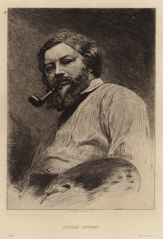 Gustave Courbet, francouzský malíř hnutí realistů. Lept Etienne Gabriel Bocourt od Etienne Gabriel Bocourt