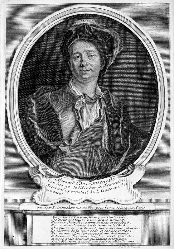 Bernard Le Bovier de Fontenelle, francouzský spisovatel (rytina) od Etienne Jehandier (after) Desrochers