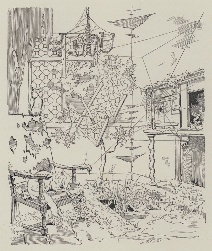 Scéna z La Dame de Gai-Fredon, od Quatrelles (Ernest L
