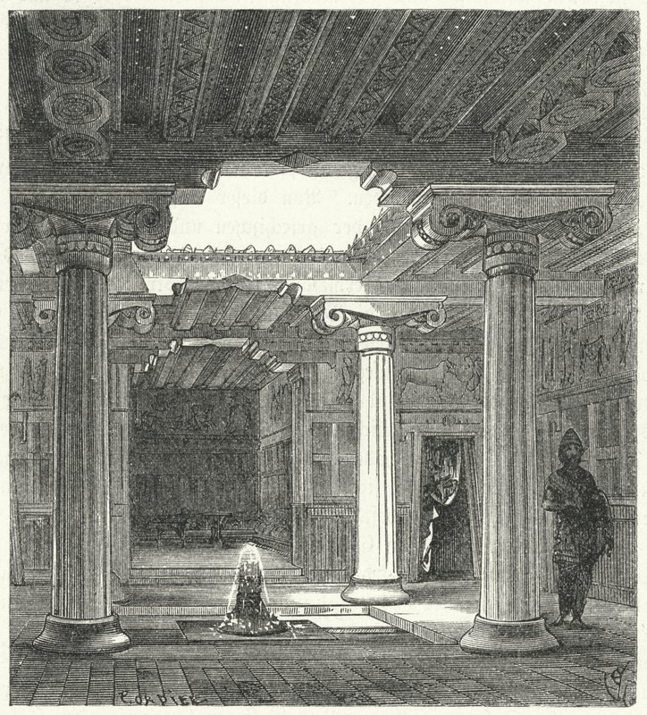 Iónské nádvoří starověkého řeckého domu od Eugene Emmanuel after Viollet le Duc