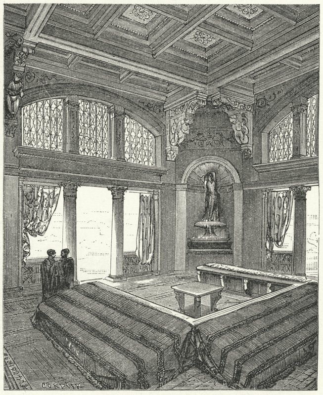 Triklinium, formální jídelna v římské budově od Eugene Emmanuel after Viollet le Duc