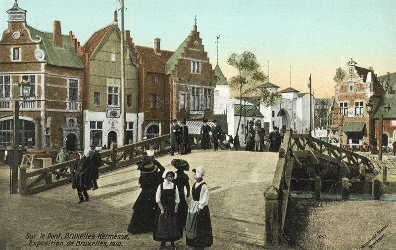 Na mostě, Brusel Kermesse, Bruselská výstava, 1910 od European Photographer