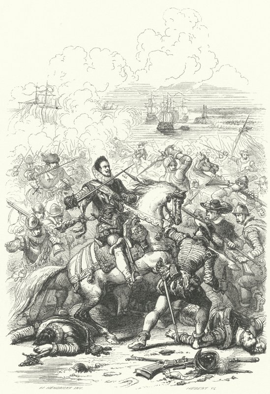 Rakouský arcivévoda Albert VII., guvernér Španělského Nizozemska, v bitvě u Nieuwpoortu, 1600 od European School