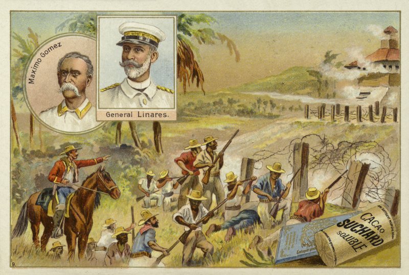 Maximo Gomez, kubánský vojenský velitel a Arsenio Linares, španělský generál, kubánská válka za nezávislost, 1895-1898 od European School