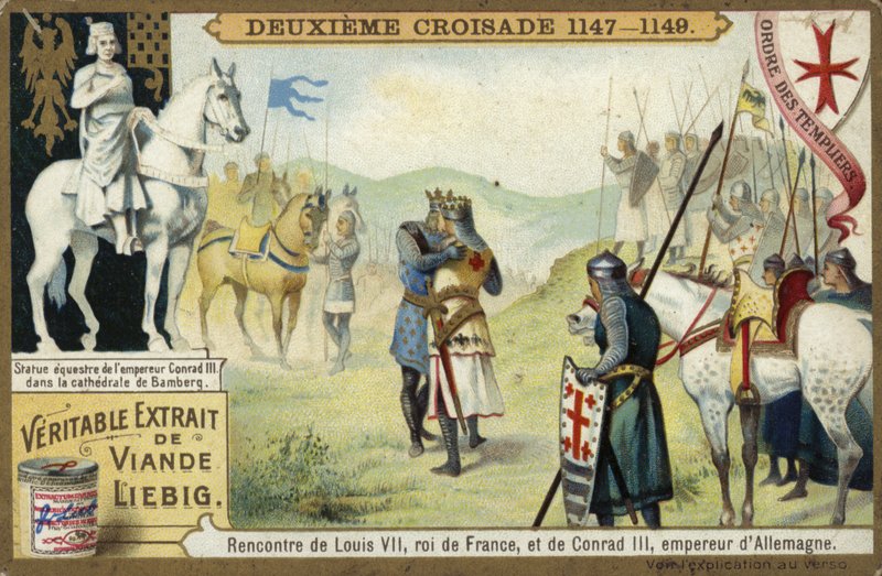 Setkání Ludvíka VII., francouzského krále, a Konráda III., německého císaře, druhá křížová výprava, 1147-1149 od European School