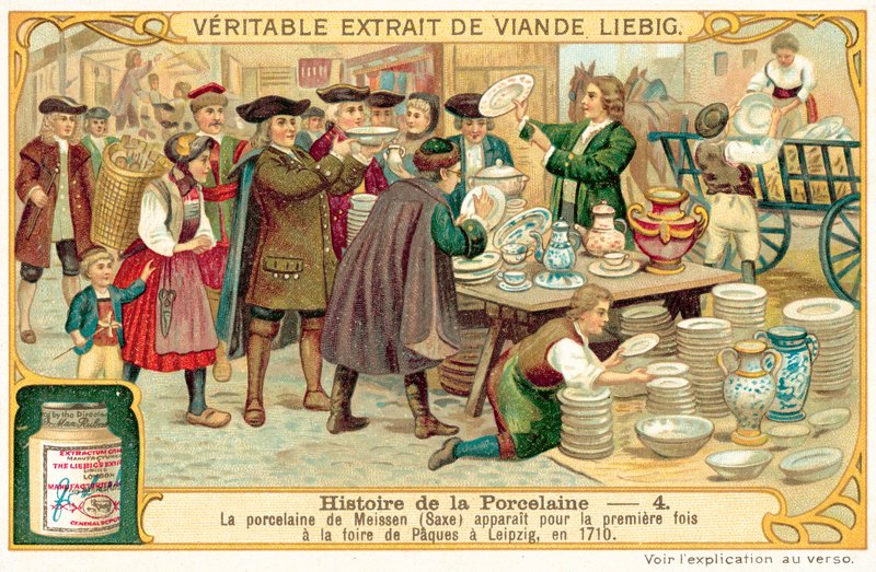 Míšeňský porcelán se poprvé objevil na velikonočním jarmarku v Lipsku, 1710 od European School