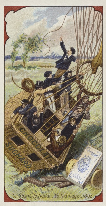 Nadarsův balón Geant táhne koš po zemi, 1863 od European School