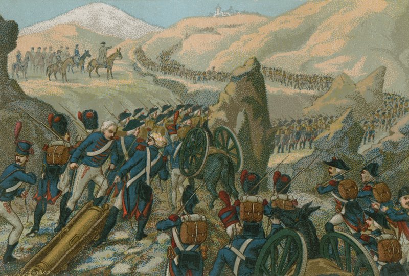 Napoleonova armáda překračující Great St Bernard Pass do Itálie, květen 1800 od European School