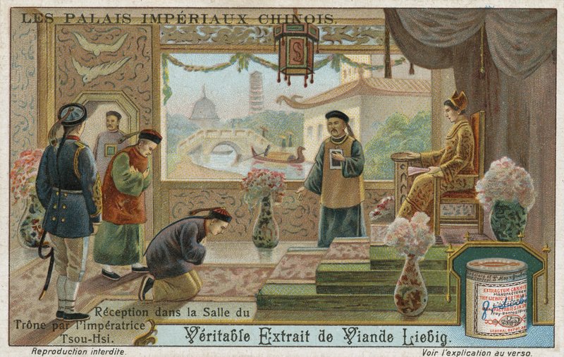 Recepce v trůnním sále před císařovnou vdovy Cixi, Čína od European School