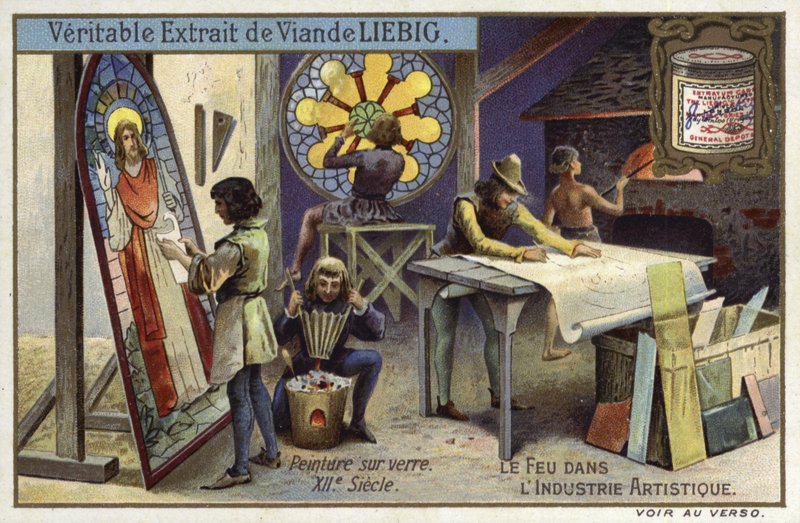 Výroba vitráží, 12. století od European School