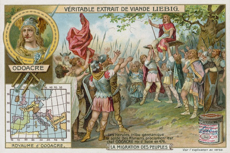 Herulianové prohlašují svého hlavního Odoakera za krále Itálie, 476 od European School