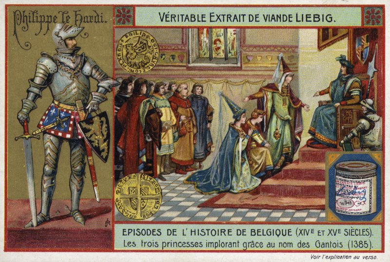 Tři princezny prosící o milost jménem lidu Gentu, 1385 od European School