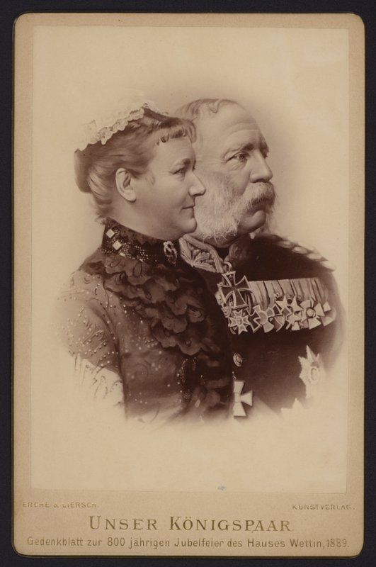 Portrét, Albert, král Saska, a jeho manželka, bývalá princezna Carola Švédská (černobílá fotografie) od European Photographer
