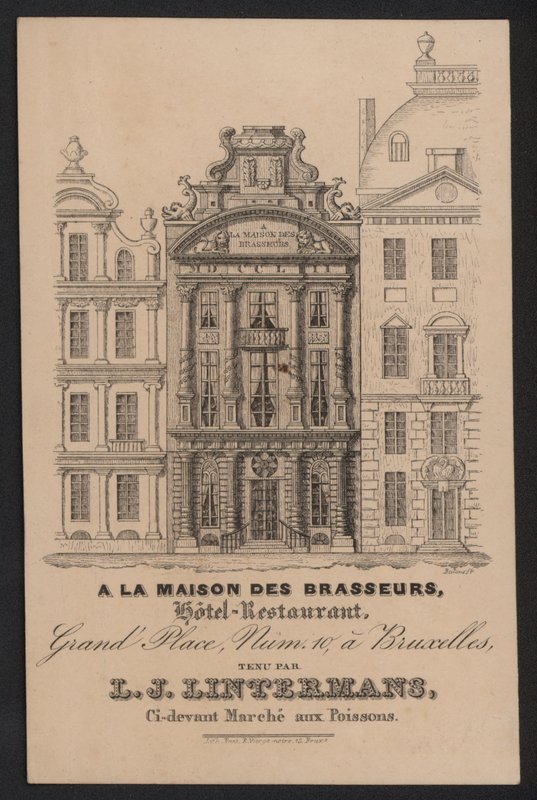 V La Maison Des Brasseurs, Hotel Restaurant, Brusel, L J Lintermans (rytina) od European School