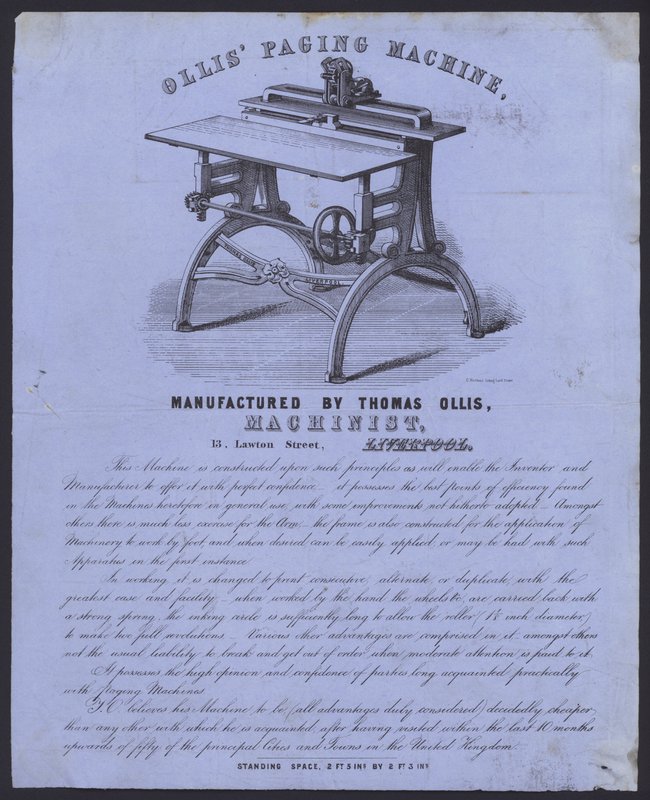 Reklama na Ollisův stránkovací stroj (litho) od European School