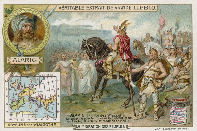 Alaric I., král Vizigótů, přijímá kapitulaci Říma, 410 od European School