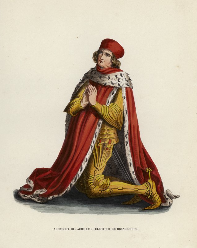 Albrecht III, Achilles, kurfiřt braniborský (barevná rytina) od European School
