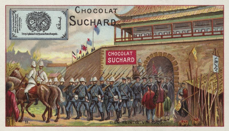 Spojenecké jednotky pochodující z Tianjinu, Čína, Boxerské povstání, 1900 od European School