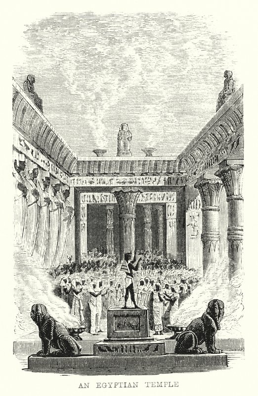 Egyptský chrám (rytina) od European School