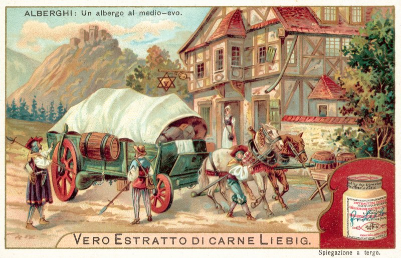 Hostinec ve středověku (chromolitho) od European School