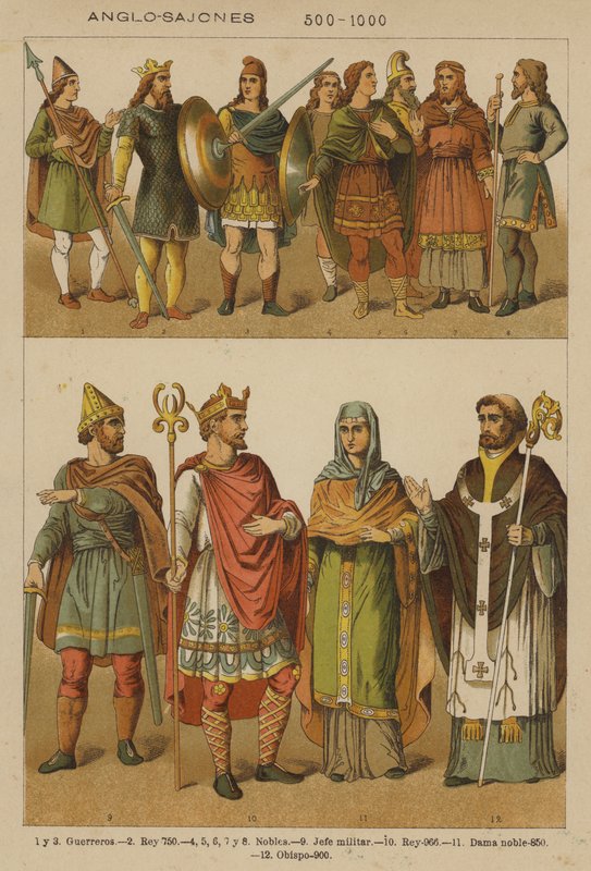 Anglo-Sajones, 500-1000 (barevné lito) od European School