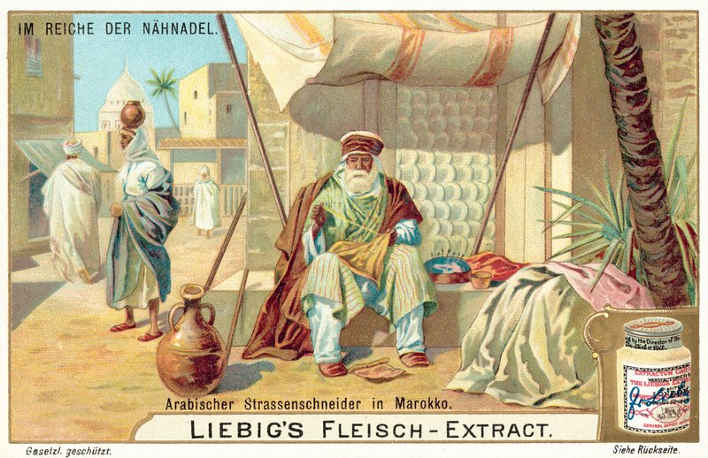 Arabský pouliční krejčí v Maroku (chromolitho) od European School