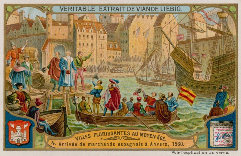 Příjezd španělských obchodníků do Antverp v roce 1560 od European School