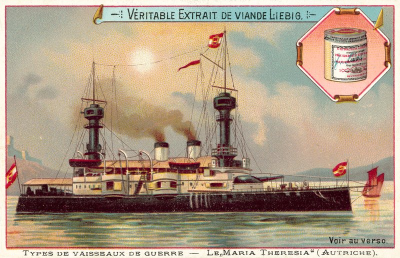 Rakouský obrněný křižník SMS Konigin Maria Theresia (chromolitho) od European School
