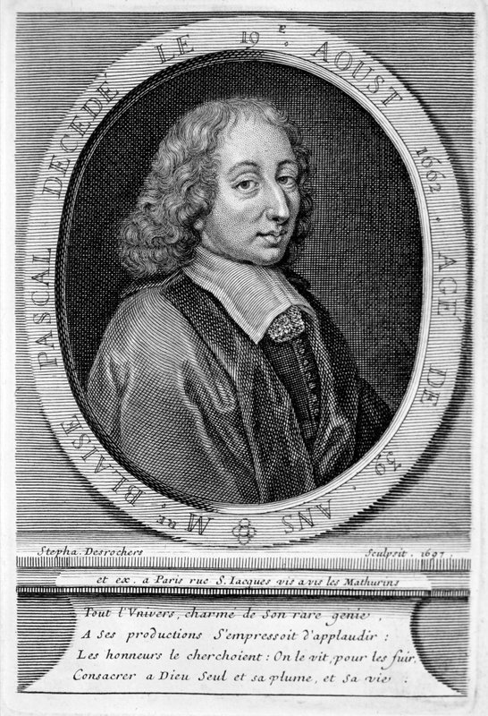 Blaise Pascal , francouzský matematik a fyzik (rytina) od European School