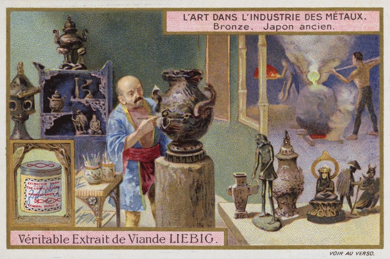 Bronz, starověké Japonsko (chromolitho) od European School