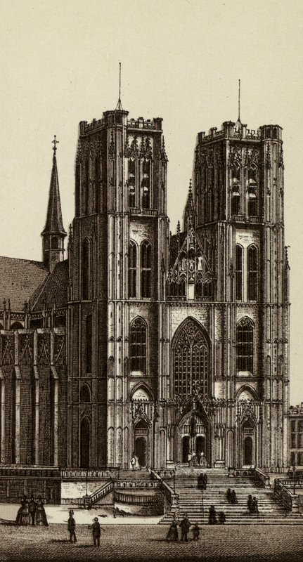 Brusel/Brusel: Kostel Saints Michel a Gudule (litho) od European School