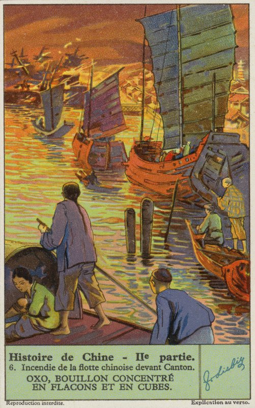 Vypálení čínské flotily v Kantonu (chromolit) od European School