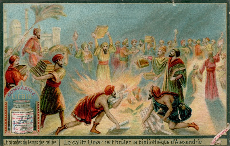 Kalif Omar spálí knihovnu v Alexandrii od European School