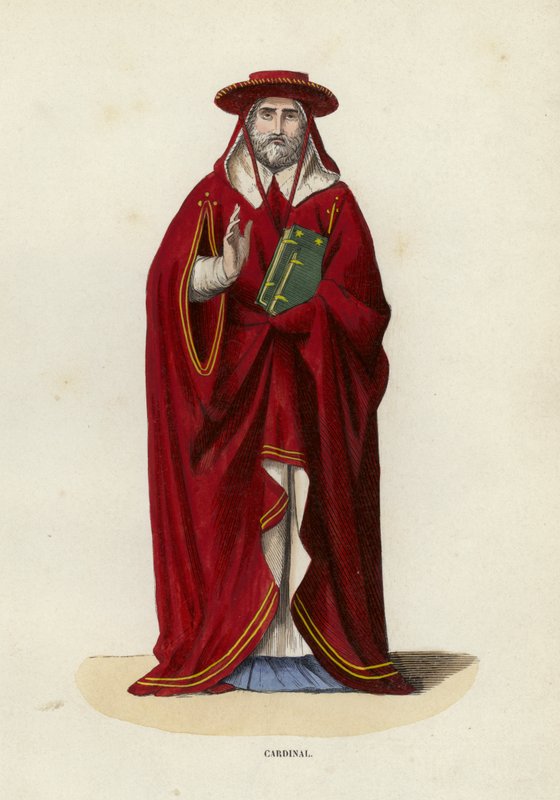 Cardinal (barevná rytina) od European School
