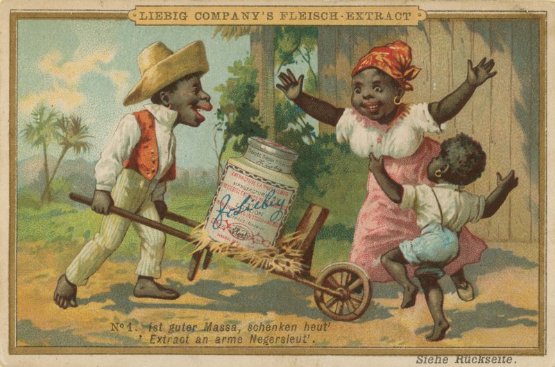 Cartoon Afričané vítají Leibigův masový extrakt od European School
