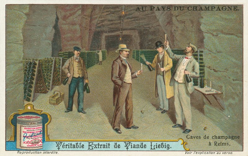 Šampaňské, Liebigova karta, počátek 20. století (chromo) od European School