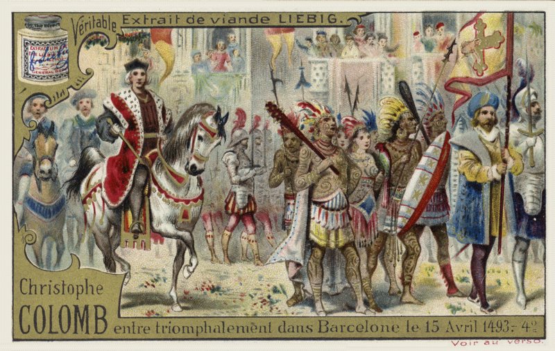 Kryštof Kolumbus triumfálně vstupuje do Barcelony 15. dubna 1493 od European School