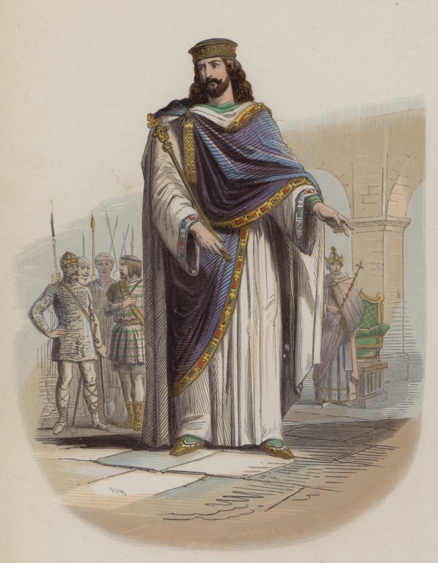 Clovis I., král Franků (barevná rytina) od European School