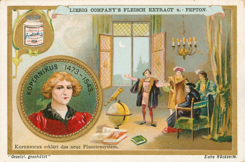 Koperník, Liebigova karta, počátek 20. století (chromo) od European School