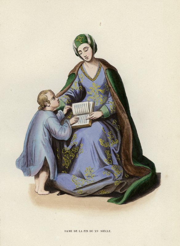 Lady Of The End Of The 15th Century (barevná rytina) od European School