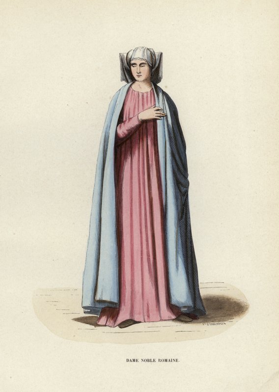 Dame Noble Romaine (barevná rytina) od European School