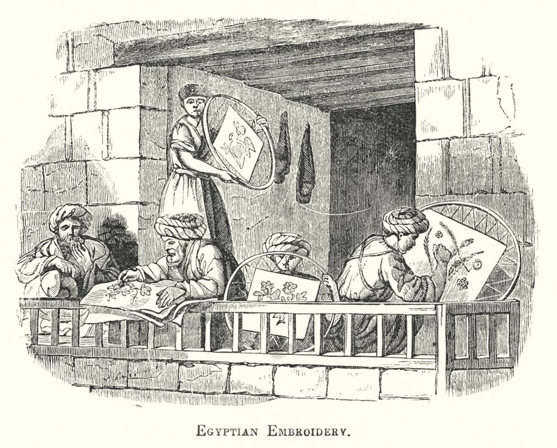 Egyptská výšivka (rytina) od European School