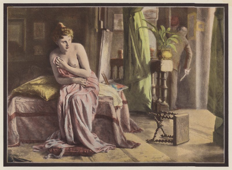 Emoce, žena sedící na posteli (barva litho) od European School