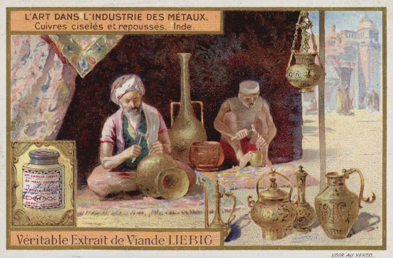 Rytá a opracovaná měď, Indie (chromolitho) od European School