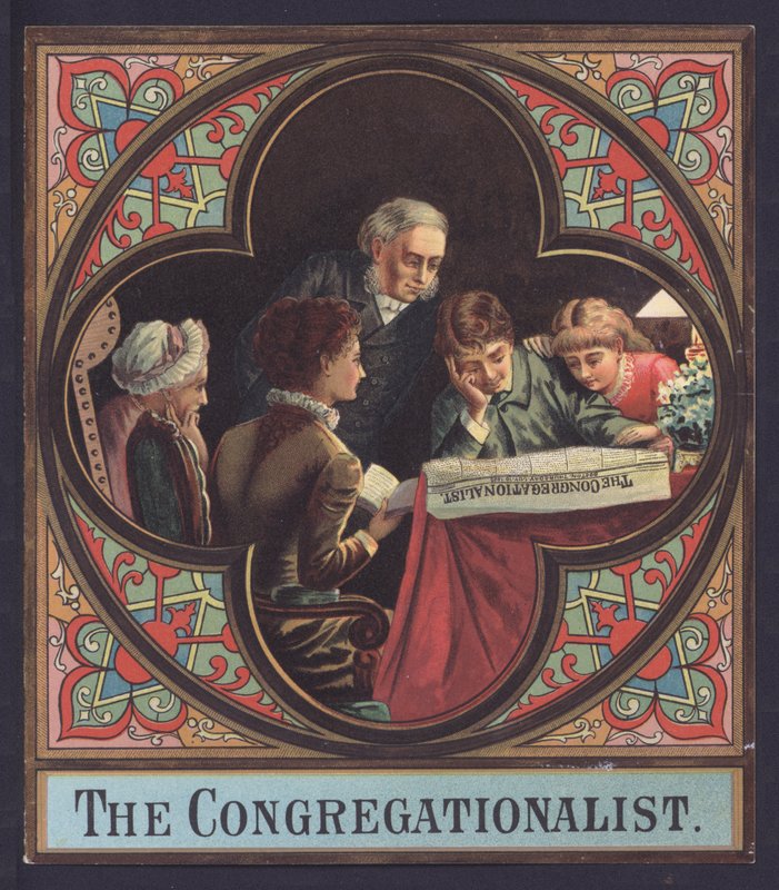 Rodina čte knihu The Congregationalist (chromolitho) od European School
