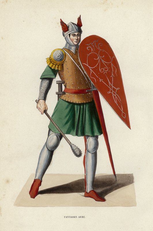 Infantryman Weapon (barevná rytina) od European School