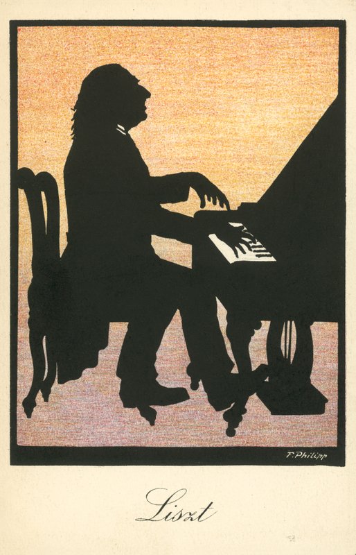 Franz Liszt, maďarský klavírista a skladatel (barevná litografie) od European School