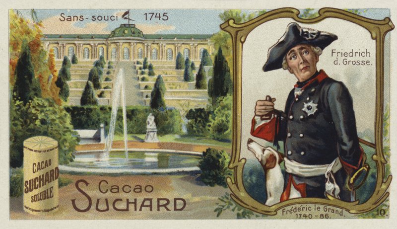 Fridrich Veliký, pruský král, a palác Sanssouci v Postupimi od European School
