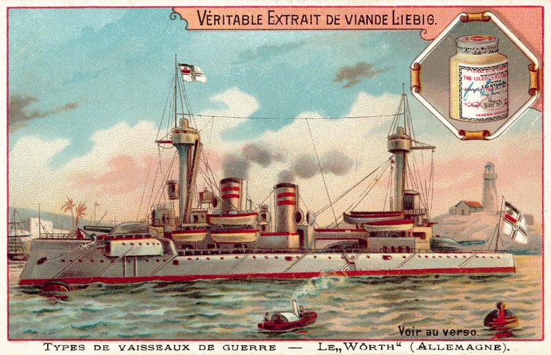 Německá bitevní loď SMS Worth (chromolitho) od European School